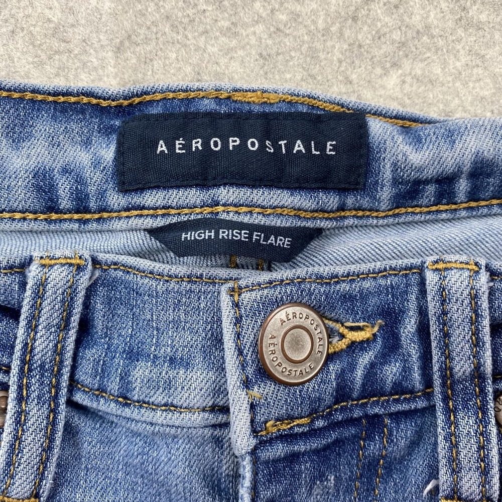 Aeropostale Jeans Juniors 00 (22x31) Blue Flare Medium Wash Stretch Denim - Picture 6 of 11